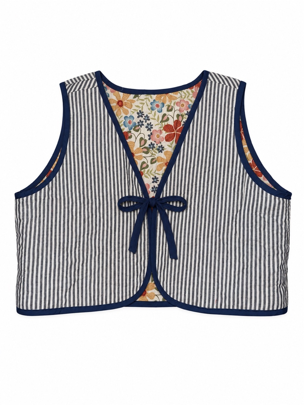 Handmade Quilted Reversible Tie Front Vest Size M/L - Picture 4 of 5